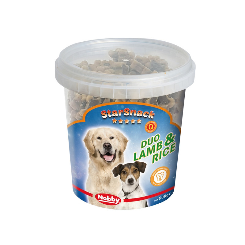 تشویقی سگ نوبی مدل duo lamb & rice طعم گوشت گوسفند وزن 500 گرم