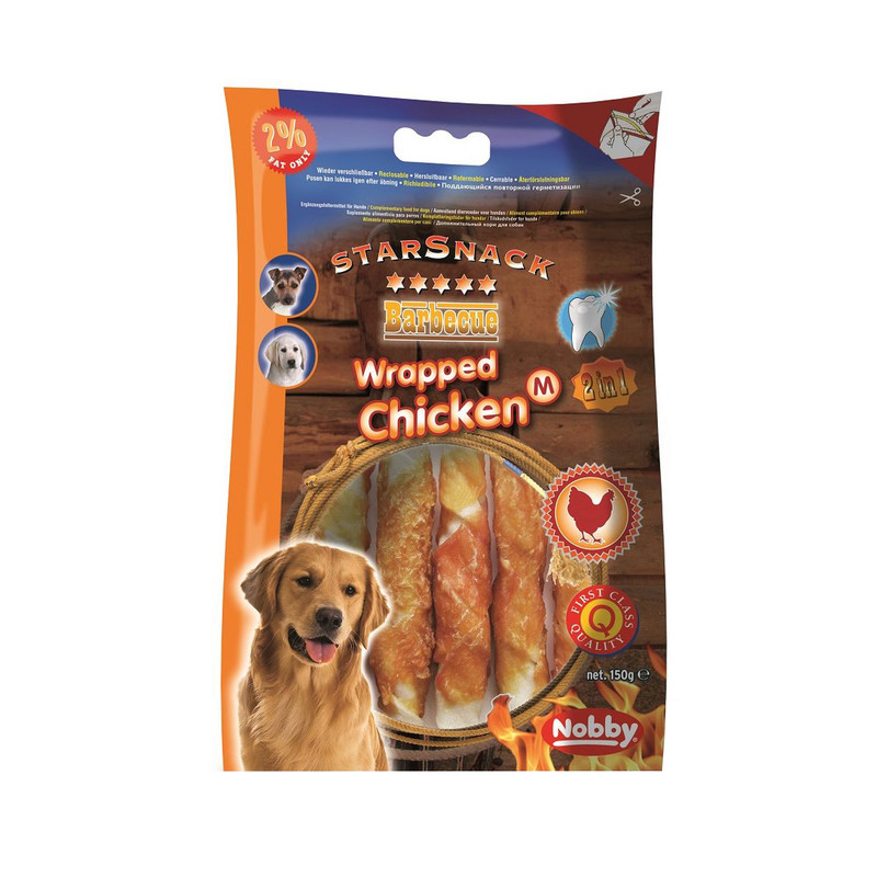 تشویقی سگ نوبی مدل wrapped chicken کد 1001 وزن 150 گرم