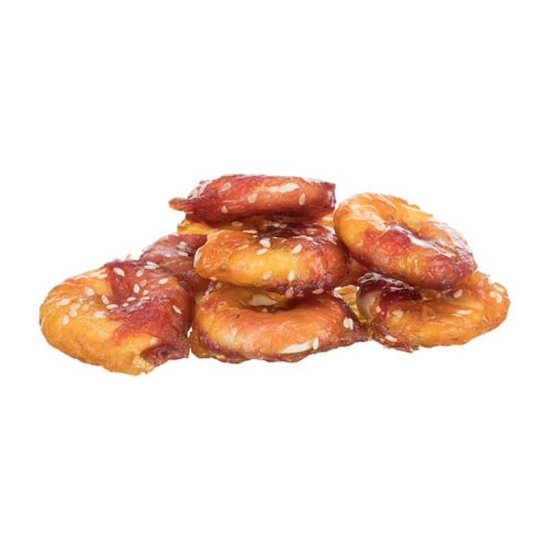 تشویقی سگ تریکسی مدل Trixie lamb chicken bagels وزن 100 گرم