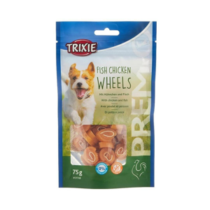 تشویقی سگ تریکسی مدل Trixie fish chicken wheels وزن 75 گرم