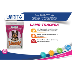 تشويقي سگ لوريتا مدل DRIED LAMB TRACHEA وزن ٥٠ گرم