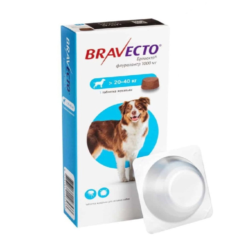 قرص ضدکک و کنه سگ نژاد بزرگ براوکتو مدل Flea And Tick Large Dogs وزن 250 میلی گرم