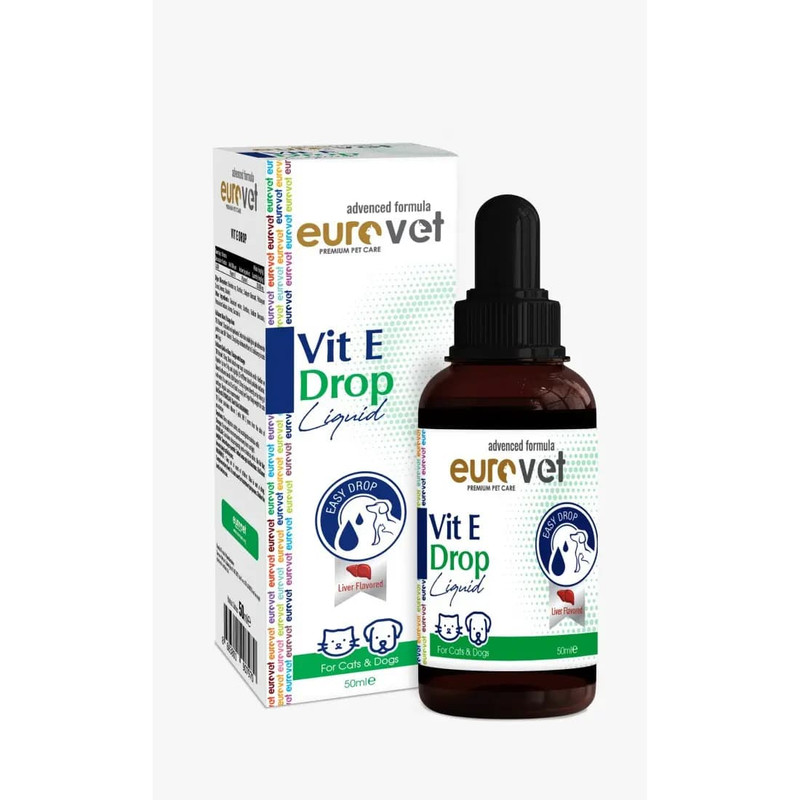 قطره خوراکی سگ و گربه یورو وت مدل ویتامین E حجم ۵۰ میلی‌لیتر