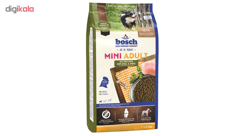 غذای خشک سگ بوش مدل Mini Adult Fresh Poultry and Millet وزن 1 کیلوگرم