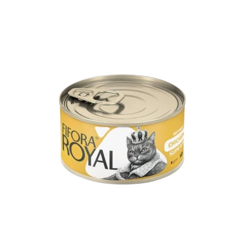 کنسرو غذای گربه بالغ فیفورا مدل Royal طعم مرغ وزن 120 گرم