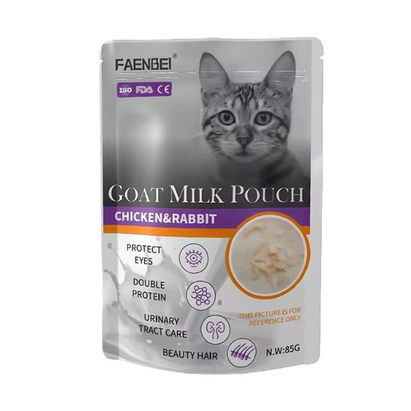 پوچ گربه فنبی مدل شیربز طعم مرغ و خرگوش وزن 85 گرم