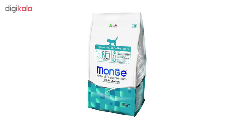 غذای خشک بچه گربه مونژه مدل Monge Kitten طعم مرغ وزن 1.5 کیلوگرم
