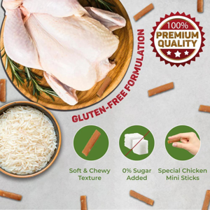 غذای تشویقی گربه تریکسی مدل Chicken Mini Sticks وزن 50 گرم