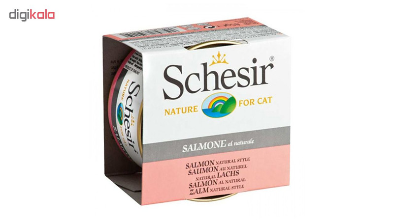 کنسرو غذای گربه شسیر مدل Salmon Natural Style-50150 با طعم فیله سالمون طبیعی وزن 85 گرم