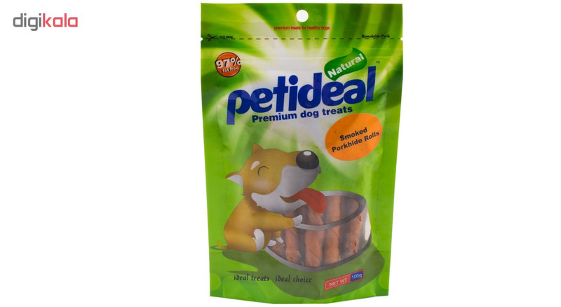 غذای تشویقی سگ پتی دل مدل SMOKED PORKHIDE ROLLS وزن 100 گرم