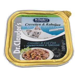 کنسرو غذای گربه دکتر کلادرز مدل Crevettes & Cod Fish وزن 100 گرم مجموعه 3 عددی