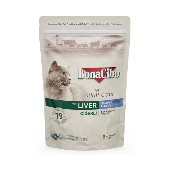 غذای پوچ گربه بوناسیبو مدل Liver وزن ۸۵ گرم