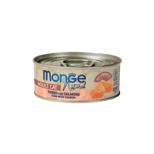کنسرو غذای گربه بالغ مونژه مدل Monge Natural طعم ماهی تن و سالمون وزن 80 گرم