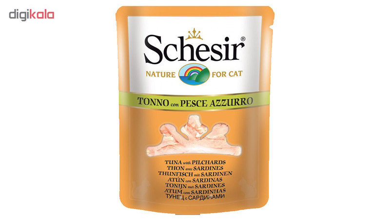 پوچ گربه شسیر مدل Pouch Tuna With Sardines-15886 با طعم ماهی تن و ماهی ساردین وزن 70 گرم