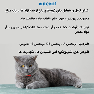 غذای خشک گربه بالغ وینسنت مدل Mycat - Chicken وزن 4 کیلوگرم
