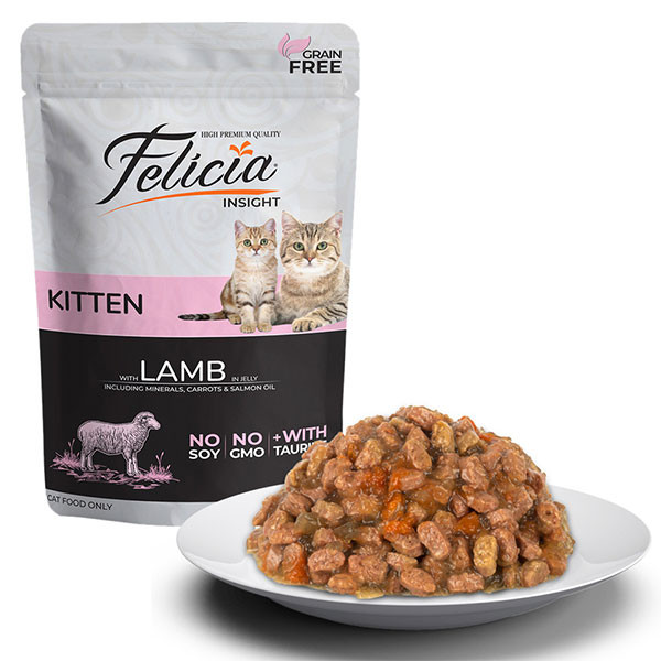 پوچ بچه گربه فلیشیا مدل گوشت بره در ژله وزن 85 گرم