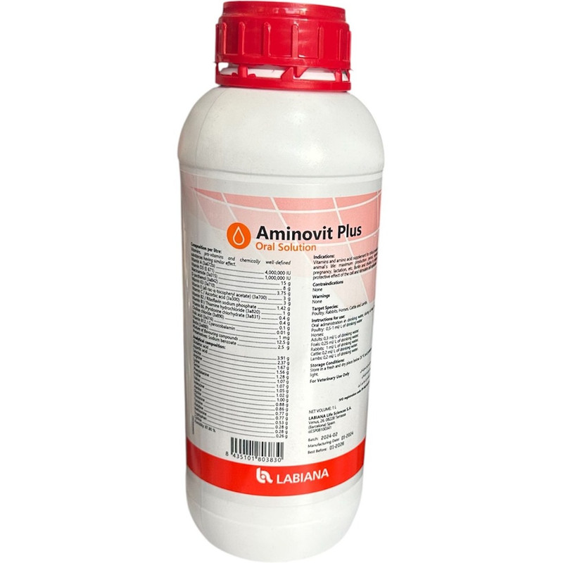 مکمل تقویتی پرندگان لابیانا مدل Aminovit Plus حجم 1 لیتر