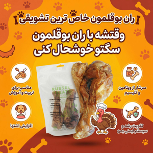 تشویقی سگ راسل مدل ران کامل طعم بوقلمون بسته ۲ عددی