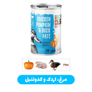 کنسرو بچه گربه دی‌پی‌اس مدل گوشت مرغ اردک و کدوتنبل وزن 400 گرم