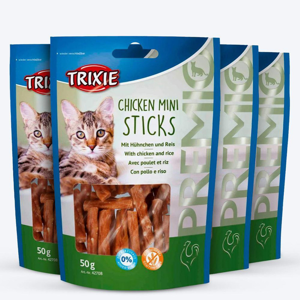 غذای تشویقی گربه تریکسی مدل Chicken Mini Sticks وزن 50 گرم