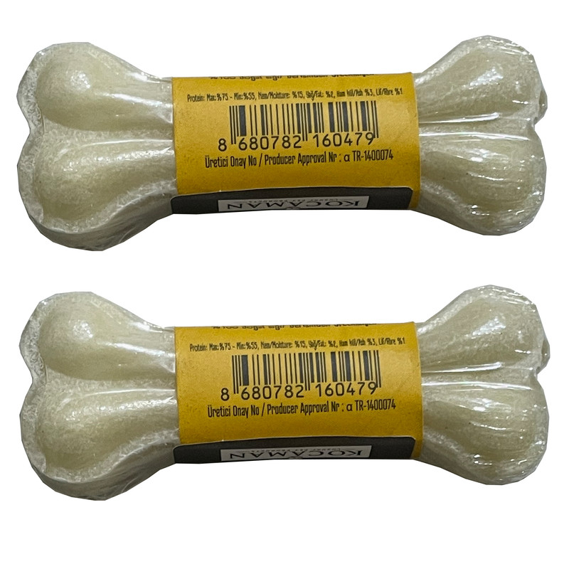 تشویقی سگ دلی بون طرح استخوان مدل XS 8cm white وزن 80 گرم بسته دو عددی