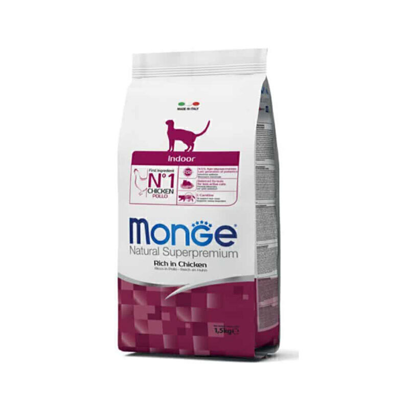 غذای خشک گربه بالغ مونژه مدل Monge Indoor طعم مرغ وزن 1.5 کیلوگرم