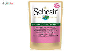 پوچ گربه شسیر مدل Pouch Chicken Fillets With Ham-15792 با طعم فیله مرغ و ژامبون وزن 100 گرم