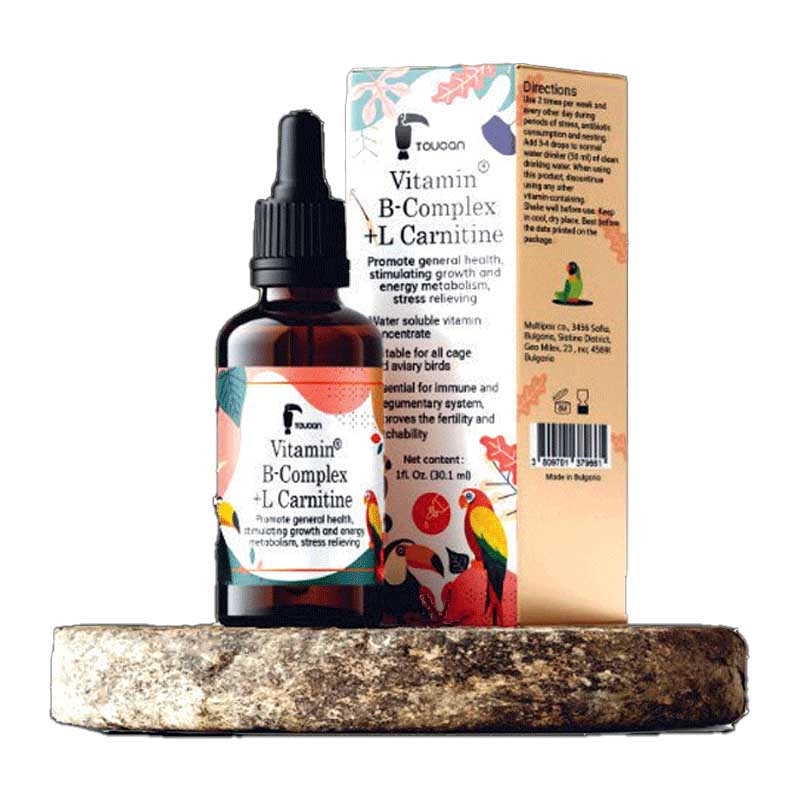 قطره مکمل پرندگان توکان مدل B-complex & L-carnitin حجم ۳۰ میلی لیتر