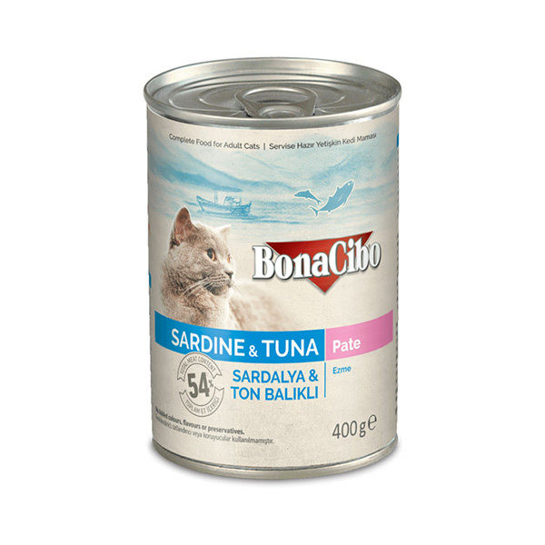 کنسرو گربه بوناسیبو مدل Sardine & Tuna وزن 400 گرم بسته دو عددی