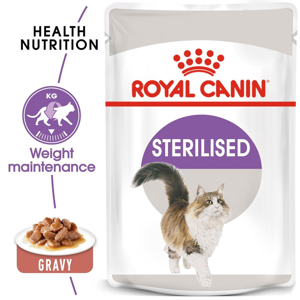پوچ گربه بالغ رویال کنین مدل Sterilised با طعم گوشت وزن 1100 گرم بسته 12 عددی