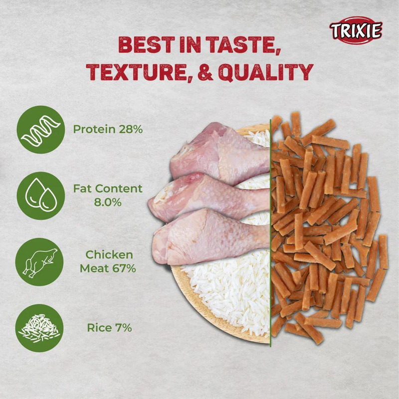 غذای تشویقی گربه تریکسی مدل Chicken Mini Sticks وزن 50 گرم