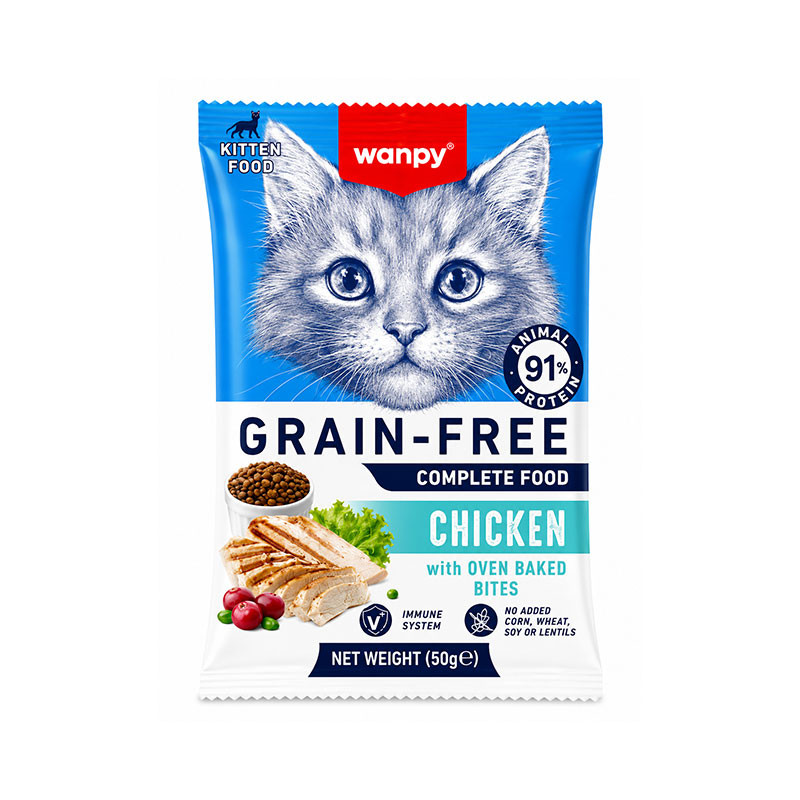 غذای خشک بچه گربه ونپی مدل Complete Kitten Food Chicken با طعم مرغ وزن 50 گرم